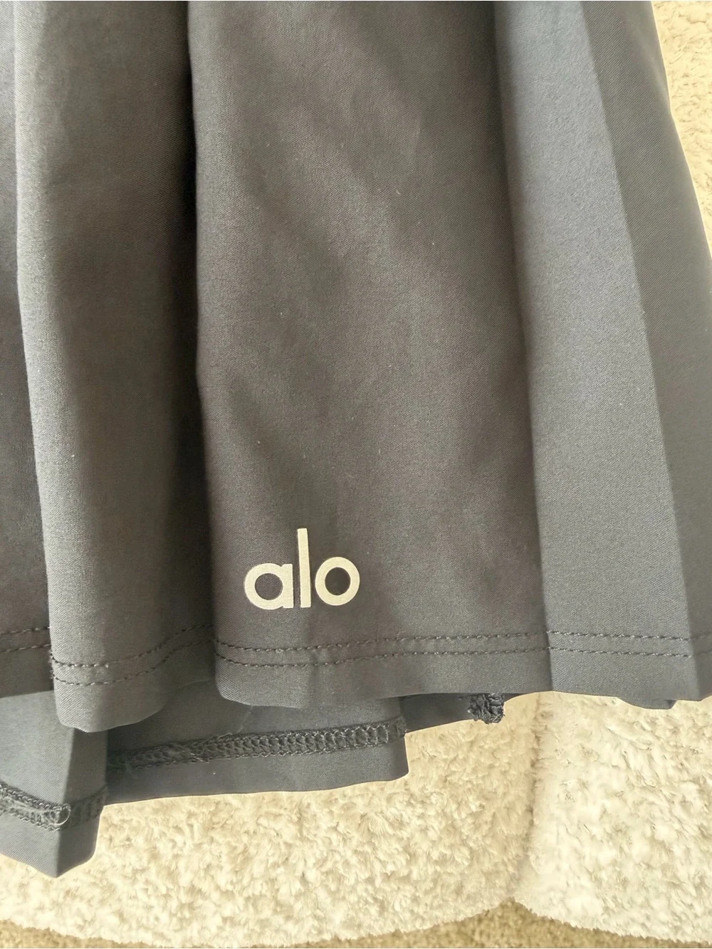 ALO Yoga Black Pleated Skater Skirt